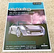 SMART BRABUS ROADSTER - FRAMEABLE COLLECTIBLE ORIGINAL CLASSIC CAR ADVERT