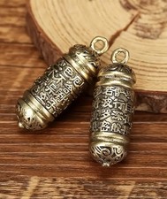 1Pc Hollow Brass Buddha Bottle Sutra Cylinder Pendant Vintage Metal Pill Box
