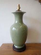 Large Chinese green glazed celadon style table lamp