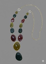 Long Green & Reds Gold Tone