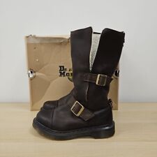 Dr Martens Triumph Kathleena Brown Fold Down Mid Calf Boots Tweed Lined Uk 4