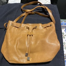 Barney’s New York Tan Leather  Bucket Bag Crossbody - Perfect for Autumn