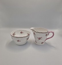 Vintage Shelley Rose Sprays Floral Milk Jug & Sugar Bowl 60s