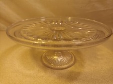 Vintage Glass Single Tier Cake Stand Pedestal 22 cm