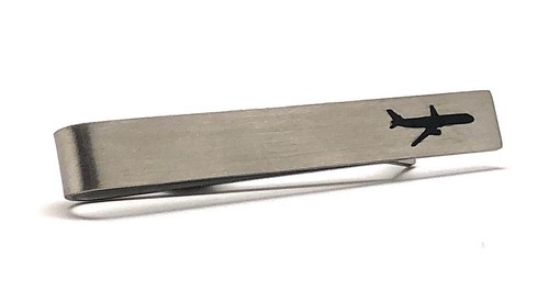 Airplane tie clip silver - clip,