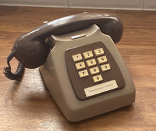 Vintage Phone GPO 756 Push Button Telephone Grey/ Brown Built 1980 Fully Working