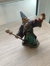Ceramic Wizard Figurine With Staff And Snake .5.5".