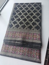 Black Semi Katan Silk Saree