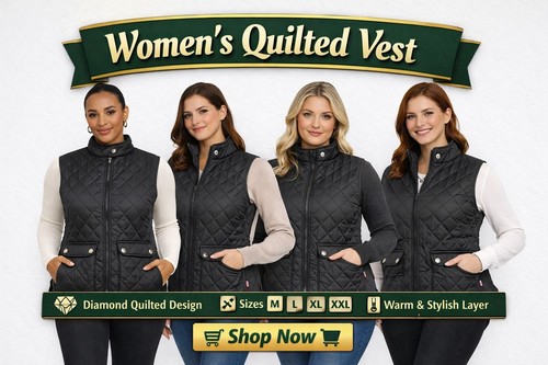 Women black quilted vest - women’s,