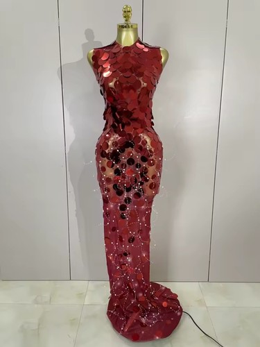 Red carpet sequin mermaid - red,