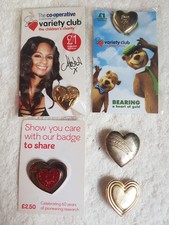 5 charity Broach Pin Badges, variety club gold hearts yogi bear and alesha