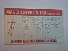 GREAT BRITAIN V AUSTRALIA 1986 WHITBREAD TROPHY TICKET @ OLD TRAFFORD