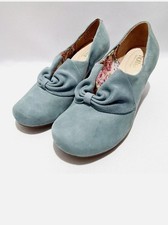 Hotter Donna Aqua Vintage Blue Suede Court Kitten Heel Pumps Sz 7