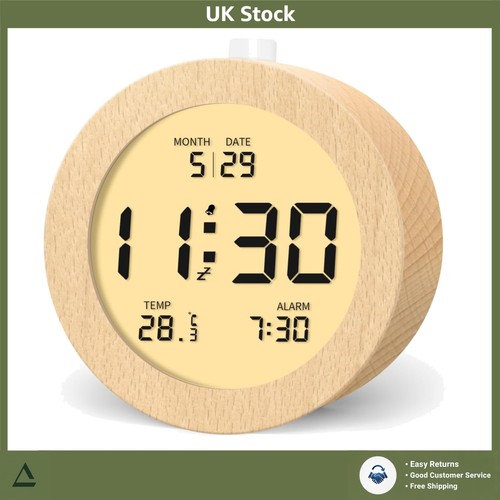Digital alarm clock - alarm, wooden