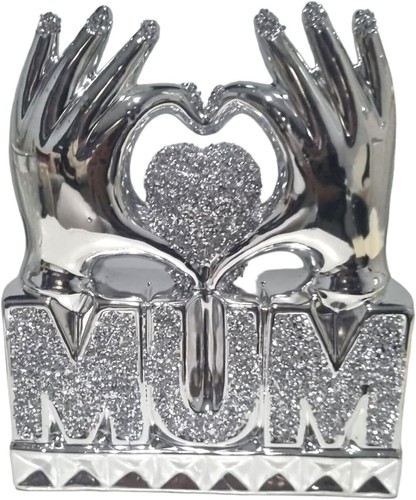 Mum heart hand silver crushed - heart,