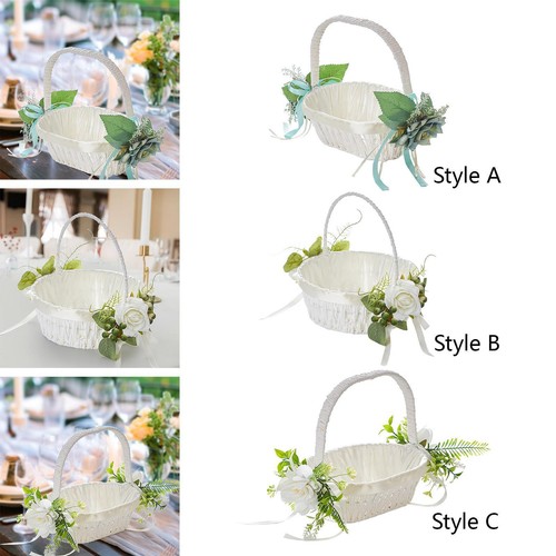 Flower girl basket with handle - flower,