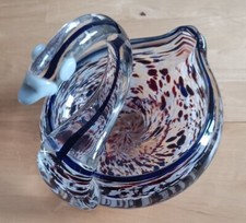 VINTAGE SWAN MURANO ART GLASS END OF DAY SWAN CANDY BOWL