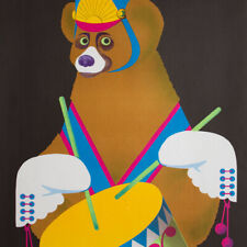 Gustaw Majewski CYRK Poster Circus Poland Pop Art Bear Drumi Orig Print 1975