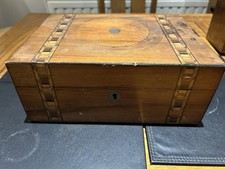 Vintages Wooden Hinged Sewing Box.