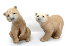 Pair of LLADRO Spain Porcelain Brown Bear Figurines