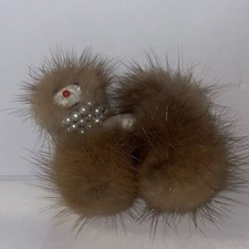 Mink Poodle with Faux Pearl Collar Brooch Pin Jewelry with Original Box Genuine