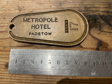 Brass KEYRING /FOB 1920s / 30s Padstow Cornwall METROPOLE HOTEL a very RARE item
