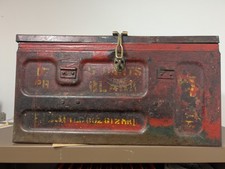 Large Metal Military Ammo Case Red and Yellow Metal Box
