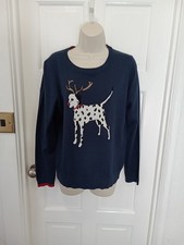 Joules Navy/Mix Festive Christmas Jumper Size Uk 14