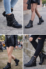Black Studded Biker Ankle
