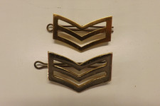 PAIR OF STAYBRIGHT BADGES SERGEANT CHEVRON STRIPES 4.25CM X 3CM (1444)