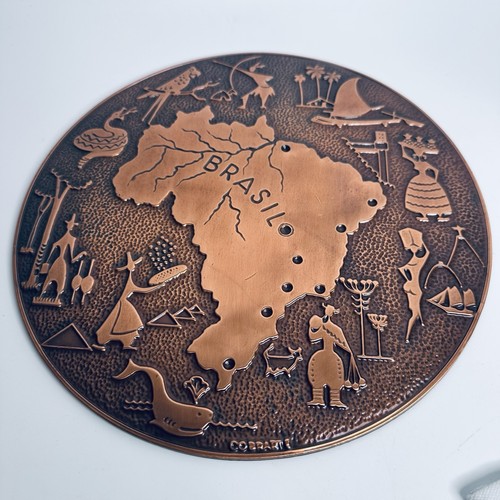 Vintage brazil copper repousse - brazil,
