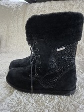 EMU Australia Women's Black Suede Sheepskin Lined waterproof Boots UK 6