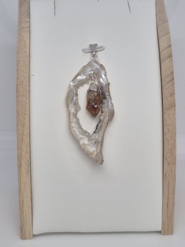 Geode slice pendant with - geode,