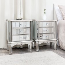 Pair mirrored bedside tables