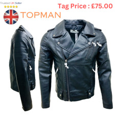 Mens New Topman Faux Leather