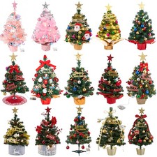 Tabletop Artificial Small Mini Christmas Tree w/ LED Light Xmas Ornament 40-60cm