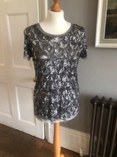 Sparkly Silver Party Sequin Top  (M)