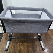 Babylo Snuggle Cuddle Co Sleeper Bedside Cot Slate Grey With Carry Bag