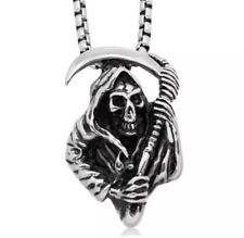 Grim Reaper Death Scythe Memento Mori Gothic Necklace Pendant + Free Gift Bag