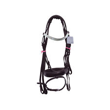 New Leather Horse Show Bridle With Diamante Browband And Padded Noseband Brown