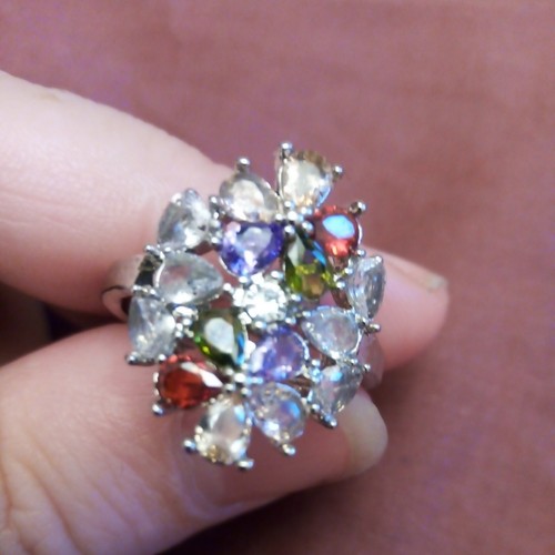 Multi pear gemstone floral - multi,