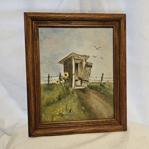 Vintage outhouse painting - vintage, on