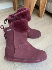NEW EMU AUSTRALIA BIRDWOOD PLUM SUEDE LEATHER SHEEPSKIN BOOTS, UK 7
