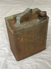 Retro Vintage ESSO Petrol Metal Fuel Can Green with Handle and Brass Cap