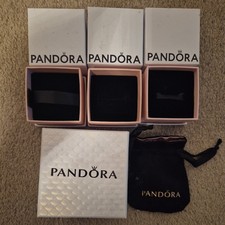 X3 Empty Pandora Jewellery Gift Boxes X1 Large box with Black Pouch