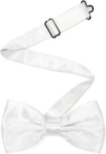 White Bow Tie Pre Tied Adj Satin Dickie Bowtie Wedding Prom Cruise Dinner Party