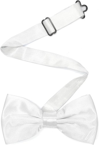 White bow tie pre tied - tie, adj