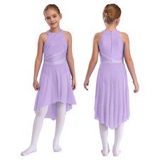 UK Girls Lyrical Dance Dresses Gymnastics Skirted Leotard Ballet Dance Costumes
