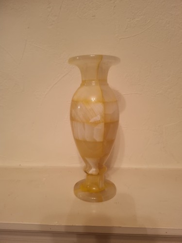 Vintage checkered onyx vase - "vintage,