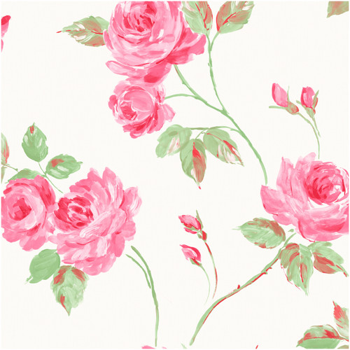 Pink floral white - pink, watercolour